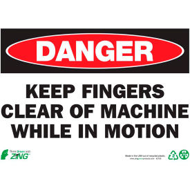 Eco Safety Sign, Danger Keep Fingers Clear Of Machine, 14"W x 10"H, Recycled Plastic view 2