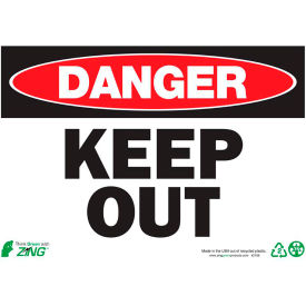 Eco Safety Sign, Danger Keep Out, 14"W x 10"H, Recycled Plastic view 2