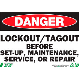 Eco Safety Sign, Danger Lockout/Tagout Before Set Up, 14"W x 10"H, Recycled Polystyrene view 2