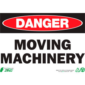 Eco Safety Sign, Danger Moving Machinery, 14"W x 10"H, Recycled Aluminum view 2