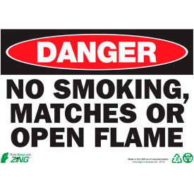 Eco Safety Sign, Danger No Smoking, Matches Or Open Flame, 14"W x 10"H, Recycled Plastic view 2