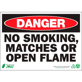 Eco Safety Sign, Danger No Smoking, Matches Or Open Flame, 14"W x 10"H, Recycled Aluminum view 2