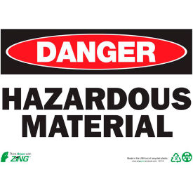 Safety Sign, Danger Hazardous Material, 14"W x 10"H, Recycled Plastic view 2