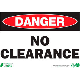 Eco Safety Sign, Danger No Clearance, 14"W x 10"H, Recycled Plastic view 2