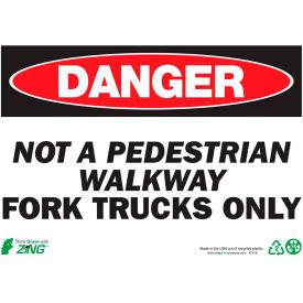 Safety Sign, Danger Not A Pedestrian Walkway Forklift, 14"W x 10"H, Recycled Plastic view 2
