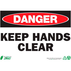 Eco Safety Sign, Danger Keep Hands Clear, 14"W x 10"H, Recycled Plastic view 2