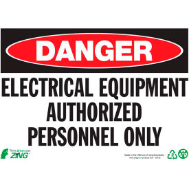 Eco Safety Sign, Danger Electrical Equipment Authorized, 14"W x 10"H, Recycled Plastic view 2