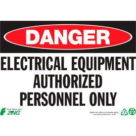 Danger Electrical Equipment Authorized Personnel Only Sign, 14"W x 10"H, Recycled Aluminum view 2