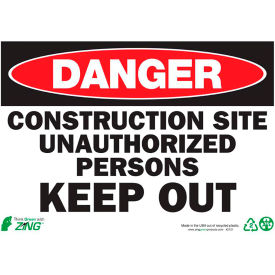 Eco Safety Sign, Danger Construction Site Keep Out, 14"W x 10"H, Recycled Plastic view 2