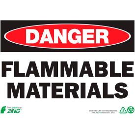 Eco Safety Sign, Danger Flammable Materials, 14"W x 10"H, Recycled Plastic view 2