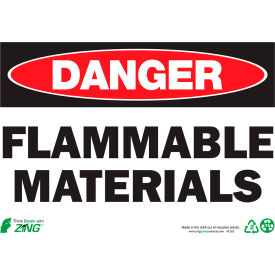 Zing Eco Safety Sign, Danger Flammable Materials, 14"W x 10"H, Recycled Polystyrene Self Adhesive view 2