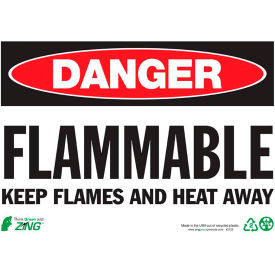 Zing Eco Safety Sign, Danger Flammable Keep Flames and Heat Away, 14"W x 10"H, Recycled Plastic view 2