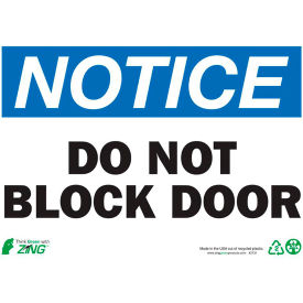 Notice Do Not Block Door, 14"W x 10"H, Recycled Plastic view 2