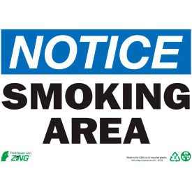 Zing Eco Safety Sign, Notice Smoking Area, 14"W x 10"H, Recycled Plastic view 2
