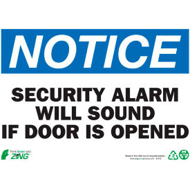 Notice Security Alarm Will Sound If Door Is Open, 14"W x 10"H, Recycled Plastic view 2