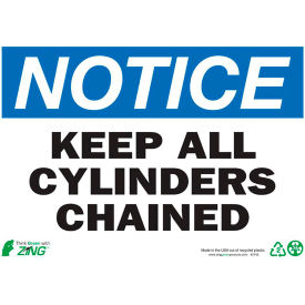 Eco Safety Sign, Notice Keep Cylinder Chained, 14"W x 10"H, Recycled Plastic view 2