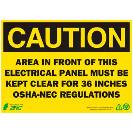 Zing Eco Safety Sign, Caution Electrical Panel, 14"W x 10"H, Recycled Plastic view 2