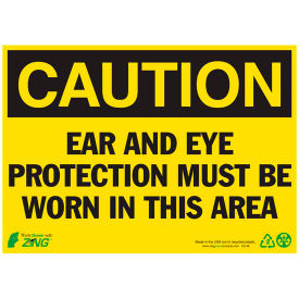 Eco Safety Sign, Caution Ear Protection Required, 14"W x 10"H, Recycled Plastic view 2