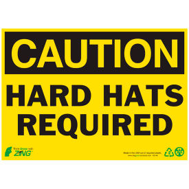 Zing Eco Safety Sign, Caution Hard Hats Required, 14"W x 10"H, Recycled Plastic view 2
