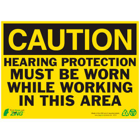 Caution Hearing Protection Must Be Worn In Area, 14"W x 10"H, Recycled Plastic view 2