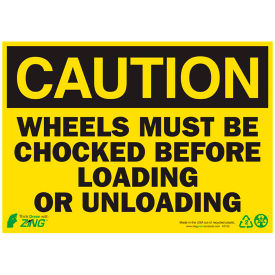 Zing Eco Safety Sign, Caution Wheels Must Be Chocked, 14"W x 10"H, Recycled Plastic view 2