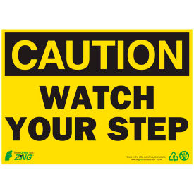 Eco Safety Sign, Caution Watch Your Step, 14"W x 10"H, Recycled Plastic view 2