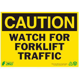 Zing Eco Safety Sign, Caution Watch For Forklift Traffic, 14"W x 10"H, Recycled Plastic view 2