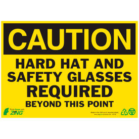 Zing Eco Safety Sign, Caution Hard Hat and Safety Glasses Required, 14"W x 10"H, Recycled Plastic view 2