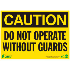 Eco Safety Sign, Caution Do Not Operate Without Guards, 14"W x 10"H, Recycled Plastic view 2