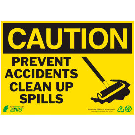 Eco Safety Sign, Caution Clean Up Spills, 14"W x 10"H, Recycled Plastic view 2