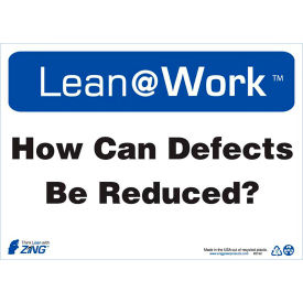 Lean at Work Sign, How Can Defects Be Reduced, 14"W x 10"H, Black/Blue/White view 2