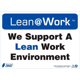Zing Lean at Work Sign, We Support A Lean Work Environment, 14"W x 10"H, Black/Blue/White view 2