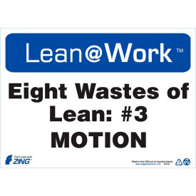 Lean at Work Sign, Eight Wastes Motion, 14"W x 10"H, Black/Blue/White view 2