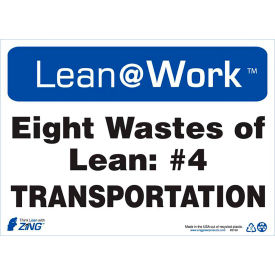 Lean at Work Sign, Eight Wastes Transportation, 14"W x 10"H, Black/Blue/White view 2
