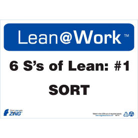Lean at Work Sign, Six Ss Lean Sort, 14"W x 10"H, Black/Blue/White view 2