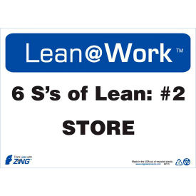 Lean at Work Sign, Six Ss Lean Store, 14"W x 10"H, Black/Blue/White view 2