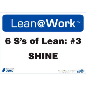 Lean at Work Sign, Six Ss Lean Shine, 14"W x 10"H, Black/Blue/White view 2