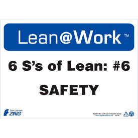 Lean at Work Sign, Six Ss Lean Safety, 14"W x 10"H, Black/Blue/White view 2