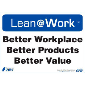 Lean at Work Sign, 14"W x 10"H, Blk/Blue/White view 2