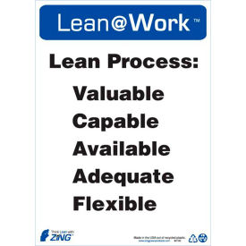 Lean at Work Sign, Lean Process, 10"W x 14"H, Black/Blue/White view 2