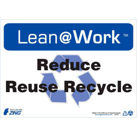 Reduce Reuse Recycle Sign, 14"W x 10"H, Black/Blue/White view 2