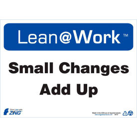 Lean at Work Sign, Small Changes Add Up, 14"W x 10"H, Black/Blue/White view 2
