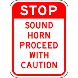 Eco Parking Sign Stop Sound Horn Proceed With Caution, 18"H x 12"W, 1/16" Thick view 2