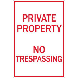 Parking Sign, Private Property No Trespass, 12"W x 18"H, Recycled Aluminum view 2