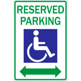 Eco Parking Sign, Reserved Parking with Double Arrow, 18"H x 12"W, HIP, 1/16" Thick view 2