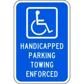 Eco Parking Sign, Handicapped Parking Towing, 18"H x 12"W, HIP, 1/16" Thick view 2