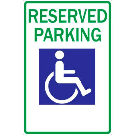 Eco Parking Sign, Reserved Handicapped Parking Pictogram, 18"H x 12"W, HIP, 1/16" Thick view 2