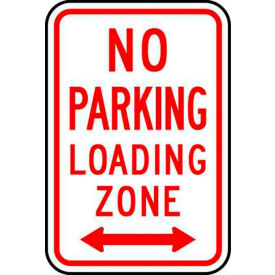 Eco Parking Sign, No Parking Loading Zone w/Double Arrow, 18"H x 12"W, HIP, 1/16" Thick view 2