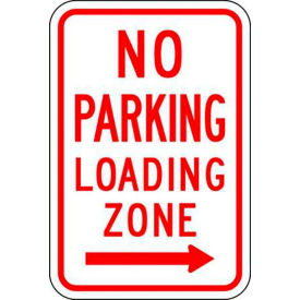 Eco Parking Sign, No Parking Loading Zone w/Right Arrow, 18"H x 12"W, HIP, 1/16" Thick view 2