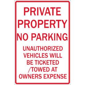 Eco Parking Sign, Private Property No Parking, 18"H x 12"W, HIP, 1/16" Thick view 2